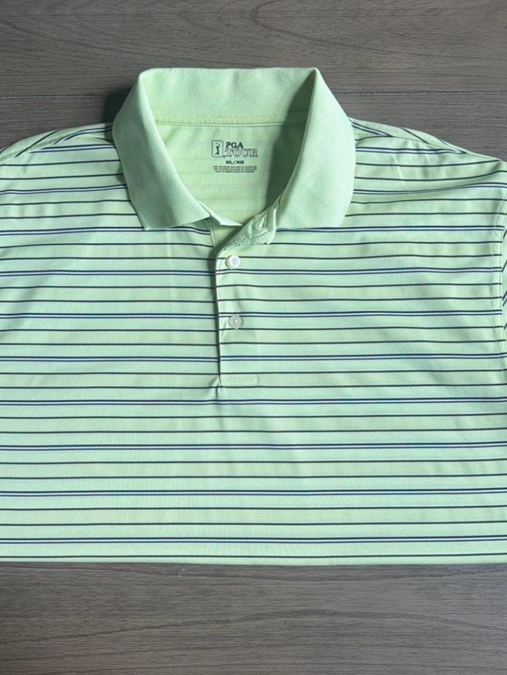 PGA Tour Men's Neon Green Striped Polo Shirt